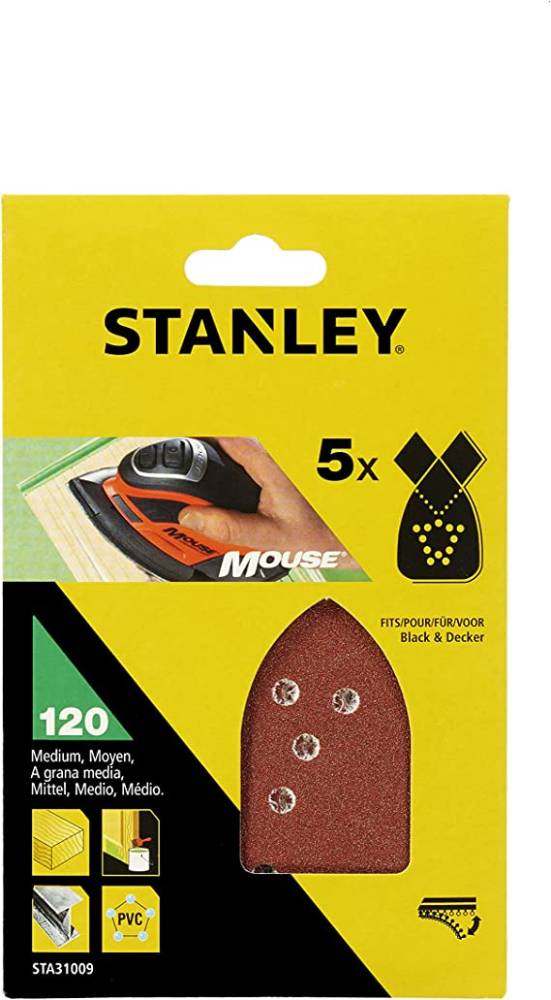 MOUSE SANDPAPER WITH VELCRO FIX GRIT 120 (5PCS) STA31009-XJ STANLEY 